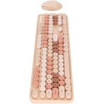 Goshyda Combo de Ratón Inalámbrico con Teclado de 104 Teclas, Ergonómico, Bonito Juego de Ratón con Teclado Retro Estilo Máquina de Escribir, para Niñas, para(Color de té con Leche Color Mezclado) - Imagen 6