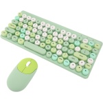 Teclado y Ratón Inalámbricos, Teclado Inalámbrico de 86 Teclas, Teclado Redondo de Diseño Ergonómico Colorido para Ordenador Portátil (Green) - Imagen 3