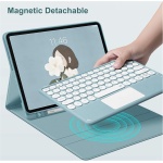 GUPENAA Funda con Teclado para iPad Pro de 11 Pulgadas (M4) 2024, Contiene Ñ, 7 Colores Retroiluminados, Teclado Bluetooth Inalámbrico Magnético Desmontable con Ratón,Verde - Imagen 4