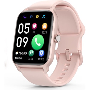 Quican Reloj Inteligente Mujer con Llamadas -Smartwatch Mujer con frecuencia cardíaca Monitor Sueño Alexa podometro Whatsapp -IP68 Impermeable Reloj Mujer Compatible con Android iOS(Rosa)