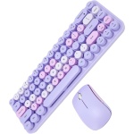 Juego de Teclado Inalámbrico, Teclado Ergonómico con Suspensión Automática y Ratón Combinado de 2,4 GHz, Bonito Retro para Oficina (Tema Morado) - Imagen 3