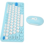 Combo de Teclado Inalámbrico y Ratón, Juego de Ratón y Teclado Ergonómico Inalámbrico 2,4G, Teclas Redondas Finas y Lindas para para PC (Blue) - Imagen 2