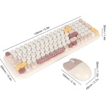 Ratón con Teclado Inalámbrico, 100 Teclas, Tamaño Completo, Redondo, Punk, Lindo Teclado de Color Caramelo, Ratón con Teclado Inalámbrico Colorido para Computadoras, PC, (Beige) - Imagen 7