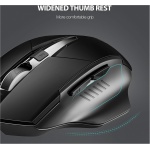 INPHIC - Ratón inalámbrico ergonómico Recargable de 2,4 G, con nanorreceptor USB para Ordenador portátil, de sobremesa, MacBook, 6 Teclas, Negro - Imagen 3