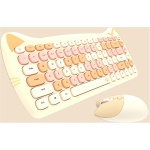 Bodhi2000 Juego de teclado y ratón práctico de ahorro de energía de dibujos animados inalámbrico teclado ratón peine conjunto beige claro - Imagen 3