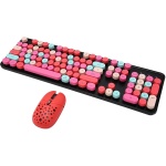 CCYLEZ Combo de Teclado y Ratón Retro Inalámbrico, 3 dpi Ajustable, 2,4G, Silencioso, Compacto, Elegante Juego de Teclado y Ratón para PC, Portátil (Color Mezclado Rojo) - Imagen 6
