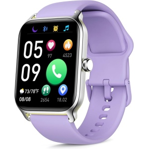 Quican Reloj Inteligente Mujer con Llamadas -Smartwatch Mujer con frecuencia cardíaca Monitor Sueño Alexa podometro Whatsapp -IP68 Impermeable Reloj Mujer Compatible con Android iOS(Morada)
