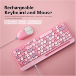 Yominerr Teclado y RatóN Bluetooth InaláMbricos, CombinacióN de Teclado y RatóN Recargable para Varios Dispositivos con Soporte para TeléFono (Rosa) - Imagen 4