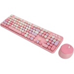 Teclado Inalámbrico de 2,4 GHz, Juego de Teclado y Ratón Inalámbrico de 104 Teclas, Bonito Teclado de Escritorio de Oficina para Ordenador (Color Rosa Mezclado) - Imagen 7