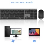 seenda Teclado inalámbrico con ratón, juego de ratón recargable inalámbrico para ordenador/portátil, clic silencioso, tamaño completo y diseño QWERTZ (negro y gris) - Imagen 5