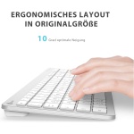iClever - Juego de teclado inalámbrico (teclado inalámbrico recargable, diseño alemán QWERTZ, 2,4 GHz, teclado inalámbrico para PC, ordenador portátil, Smart TV, color blanco y plateado) - Imagen 5