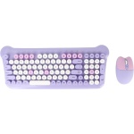 Combo DE Teclado Y RATÓN INALÁMBRICO Morado, DISEÑO Retro MECANÓGRAFO (Violeta) - Imagen 6