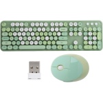 PUSOKEI Juego de ratón y Teclado Retro - Teclado de máquina de Escribir inalámbrico, Teclado Lindo de Escritorio, Combo de Teclado y ratón de 104 Teclas, tecla Redonda Retro(Verde) - Imagen 9