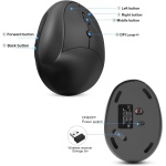 Ratón Vertical Inalámbrico Ergonómico Recargable 2.4G Ratón de Oficina con 6 Teclas, 3 dpi Ajustables para PC, Computadoras Portátiles, Computadoras (Negro) - Imagen 3