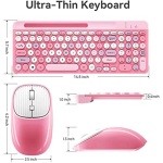 Yominerr Teclado y RatóN Bluetooth InaláMbricos, CombinacióN de Teclado y RatóN Recargable para Varios Dispositivos con Soporte para TeléFono (Rosa) - Imagen 6