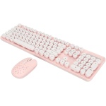 Traje de Teclado y Ratón Inalámbricos, Sombrero Redondo, Teclado Punk, Combo de Conexiones Inalámbricas para Oficina de Juegos, Combos de Teclado y Ratón (Tablero Rosa) - Imagen 3