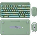 Bewinner Combo de Ratón de Teclado Inalámbrico Retro, Juego de Ratón de Teclado Ergonómico Inalámbrico USB de 75 Teclas, para Ordenador Portátil (Verde) - Imagen 3