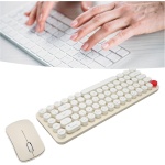Aramox Mini Teclado de Máquina de Escribir, dpi Ajustable 68 Teclas Redondas Lindos Teclados Inalámbricos Ergonómicos de 2,4 GHz Combos de Ratón para Ordenador Portátil para Empresa - Imagen 3