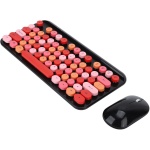Juego de ratón y Teclado inalámbrico ADITAM, Teclado Retro de 75 Teclas, USB, tamaño Completo, 1600 dpi, para tabletas portátiles, Soporte Win/Android/OS, QWERTY (Rojo Negro) Double The Comfort - Imagen 3