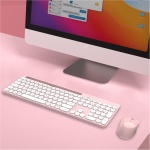 LeadsaiL - Teclado de ratón inalámbrico, diseño ergonómico con teclado de ratón de tamaño completo con soporte para teléfono, 2,4 GHz con receptor USB para PC, portátil, Windows, Mac AZERTY francés - Imagen 7