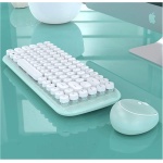 WYKDL Teclado inalámbrico con Teclado inalámbrico de Largo Alcance inalámbrico portátil y el ratón Comb.Teclas Ronda de Escritorio Oficina Principal Fuentes Linda Inteligente Compatible Ahorro - Imagen 3