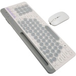 Juego de Ratón y Teclado Inalámbrico de Estilo Retro, Juego de Ratón y Teclado Inalámbrico de 2,4G para Oficina y Hogar (White) - Imagen 8
