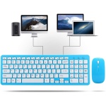 Pack de Mouse Teclado Inalámbrico,USB 96 Teclas Teclado,4 Teclas Mouse,Micro USB Receptor Kit de Ratón y Teclado,Junto de Teclado y Mouse Silencioso Recargable Ergonómico para Win7 / Win8 / XP(Azul) - Imagen 4