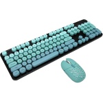 VBESTLIFE Combo de Ratón de Teclado Inalámbrico, 104 Teclas 2,4G Teclado Punk Retro Inalámbrico con 6 Bottons 2400DPI Juego de Ratón para PC Portátil de Escritorio (Color Mezclado Azul) - Imagen 6