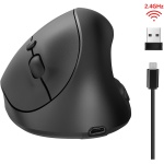 Ratón Vertical Inalámbrico Ergonómico Recargable 2.4G Ratón de Oficina con 6 Teclas, 3 dpi Ajustables para PC, Computadoras Portátiles, Computadoras (Negro) - Imagen 7