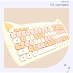 Bodhi2000 Juego de teclado y ratón práctico de ahorro de energía de dibujos animados inalámbrico teclado ratón peine conjunto beige claro - Imagen 2