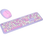 Teclado y Ratón Inalámbricos, Combinación de Teclado y Ratón, Ratón y Teclado para Juegos, Funda Silenciosa Retro Multicolor, Juego de (Conjunto de Teclado y Mouse de Colores - Imagen 5
