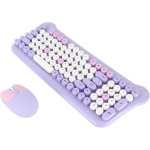 Combo DE Teclado Y RATÓN INALÁMBRICO Morado, DISEÑO Retro MECANÓGRAFO (Violeta) - Imagen 5