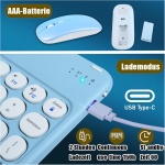 Juego de teclado Bluetooth inalámbrico, teclado inalámbrico con ratón, mini teclado ultrafino, juego de ratón inalámbrico para iPad, Mac, PC, portátil, tableta, Surface, teléfono, ordenador, QWERTY - Imagen 5