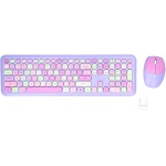 Teclado y Ratón Inalámbricos, Combinación de Teclado y Ratón, Ratón y Teclado para Juegos, Funda Silenciosa Retro Multicolor, Juego de (Conjunto de Teclado y Mouse de Colores - Imagen 6