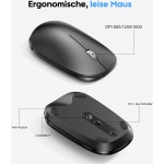 Teclado y ratón Bluetooth Mac, teclado y ratón inalámbricos OMOTON para Apple MacBook Pro/Air, iMac, iMac Pro, Mac Mini/Pro, batería AAA, tamaño completo, múltiples dispositivos, QWERTZ (negro) - Imagen 6