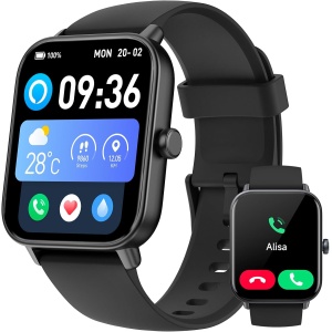 Reloj Inteligente Hombre con Llamadas Bluetooth y Voz de Alexa,1.8" Smartwatch Hombre Mujer con Pulsómetro,SpO2,Sueño,Modo de Ejercicio 100+, Reloj Deportivo Hombre Impermeable IP68 para Android iOS