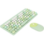 WINH Combinación de Teclado y Ratón, Diseño Retro de Teclas Redondas Combinación Inalámbrica de Teclado y Ratón Ahorro de Energía Automático para Escritorio (Verde) - Imagen 9