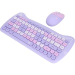 Bewinner Combo de Teclado Inalámbrico Y Ratón, Forma de Gato, Teclado Redondo Compacto, Teclado Ergonómico, Regalo para Niñas, Teclado Portátil USB de 2,4 G para Juegos, Oficina (Color - Imagen 2