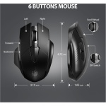 INPHIC - Ratón inalámbrico ergonómico Recargable de 2,4 G, con nanorreceptor USB para Ordenador portátil, de sobremesa, MacBook, 6 Teclas, Negro - Imagen 5