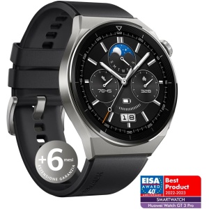 HUAWEI Watch GT 3 Pro 46mm Smartwatch para Hombre, Esfera de Cristal de Zafiro, monitorización de la Salud 24 Horas, hasta 14 días de autonomía, 5 ATM, GPS, fluoroelastómero