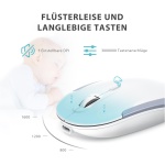 iClever - Juego de teclado inalámbrico (teclado inalámbrico recargable, diseño alemán QWERTZ, 2,4 GHz, teclado inalámbrico para PC, ordenador portátil, Smart TV, color blanco y plateado) - Imagen 3