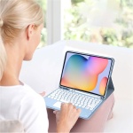 VLEAQC Funda con Teclado Retroiluminado para Samsung Galaxy Tab A9 Plus 11" 2023 (SM-X210/X216/X218), Cubierta Protectora Delgada con Teclado Táctil Inalámbrico y Ratón,Rosado - Imagen 5