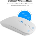 Thanice Combo de teclado y mouse inalámbricos de 2.4 G, teclado inalámbrico portátil delgado USB con clic silencioso, compatible con iMac, Mac, PC, laptop, Smart TV, PS4 (plateado) - Imagen 5