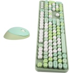 Juego de Teclado y Ratón, Botones Multimedia, Cómodo Ratón Inalámbrico de Poco Ruido, Ratón de 5 Teclas para XP/win7/win8/win10 (Dulce versión de Color Verde Mezclado) - Imagen 8