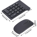 Teclado Numérico y Ratón, Combo de Teclado Numérico Inalámbrico y Mouse, 2.4Ghz 18 Teclas Mini Teclado Numérico Usb Inalámbrico Combo de Teclado y Mouse con Receptor Usb para Computadora Portátil, PC - Imagen 5