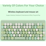 WINH Combinación de Teclado y Ratón, Diseño Retro de Teclas Redondas Combinación Inalámbrica de Teclado y Ratón Ahorro de Energía Automático para Escritorio (Verde) - Imagen 5