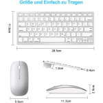 DE Layout Teclado Ratón Set Inalámbrico Bluetooth Teclado con Ratón para Tablet/iPad/Ordenador Portátil/Teléfono, Compacto con iOS/Android/Windows Computer Integrated Machine - Imagen 7