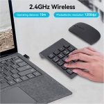 Teclado Numérico y Ratón, Combo de Teclado Numérico Inalámbrico y Mouse, 2.4Ghz 18 Teclas Mini Teclado Numérico Usb Inalámbrico Combo de Teclado y Mouse con Receptor Usb para Computadora Portátil, PC - Imagen 7