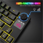 Juego de Teclado y Mouse Inalámbricos Recargable 4000mAh Semi-Mecánico Gaming Keyboard+Ratones Mudos de 2400 DPI con Retroiluminación Arcoíris RGB Receptor USB 2.4G+Mouse Pad para PC MAC-Negro - Imagen 6
