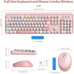 SOLIDEE Combo de ratón y Teclado inalámbricos,104 Teclas Teclado Estilo máquina de Escribir,2.4GHz Teclado de Máquina de Escribir de Teclas Redondas con Teclado Numérico(Americano QWERTY)(Mixed Pink) - Imagen 7